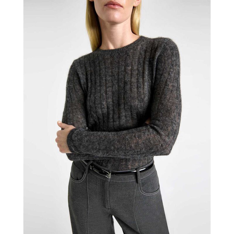 Cue Fine Alpaca Cable Knit Sweater image number 2